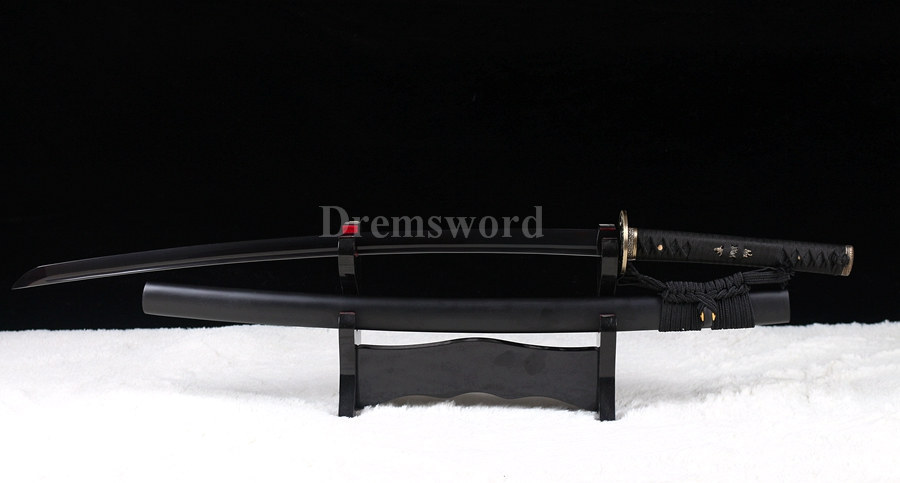 Full tang handmade Damascus black Folded Steel Blade Japanese Samurai katana Sword Sharp.