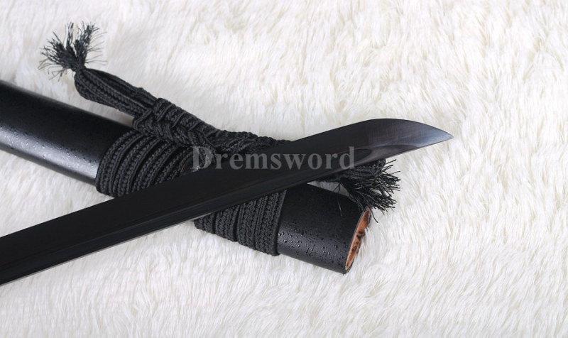 Damascus black Folded Steel Blade Japanese Samurai katana Sword Full Tang battle ready Sharp.