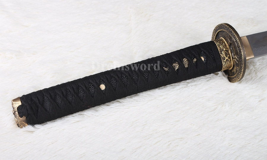 Damascus folded steel japanese samurai sword katana abrasive hamon full tang razor sharp.