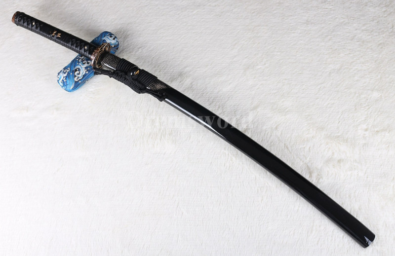 Full tang hand forged damascus folded steel japanese samurai sword katana handmade bohi.