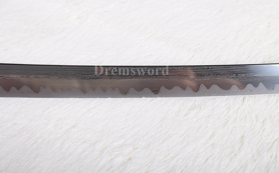 Damascus folded steel japanese samurai sword katana abrasive hamon full tang razor sharp.
