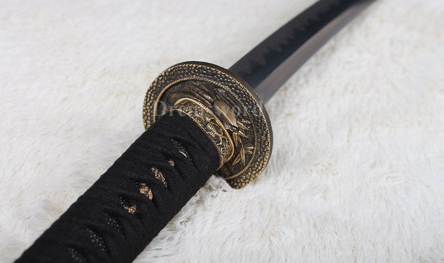 Damascus folded steel japanese samurai sword katana abrasive hamon full tang razor sharp.