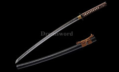 Battle Ready Japanese Katana Sword 9260 Spring Steel Full Tang hand-abrasived hamon razor sharp Shinogi-Zukuri brown