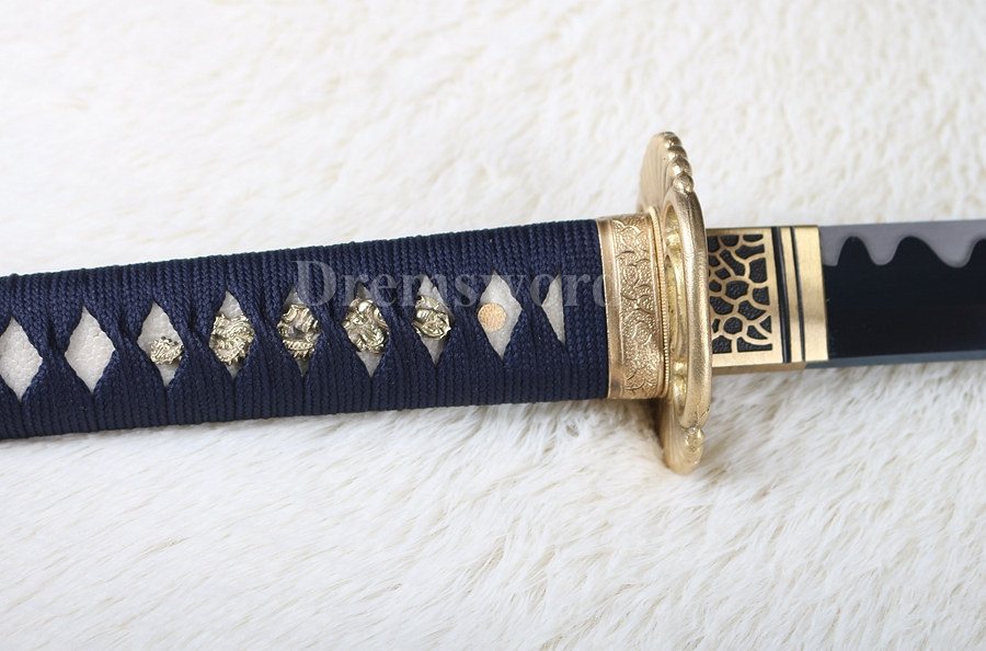 Handmade Blue hand-abrasived Blade Japanese Samurai katana sword 1095 high carbon steel battle ready full tang.