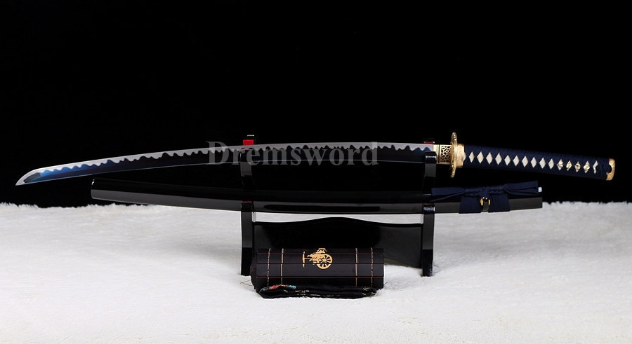 Handmade Blue hand-abrasived Blade Japanese Samurai katana sword 1095 high carbon steel battle ready full tang.