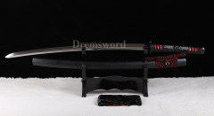 KOGARASU-MARU handmade Japanese Samurai Sword katana 9260 spring steel full tang sharp black.