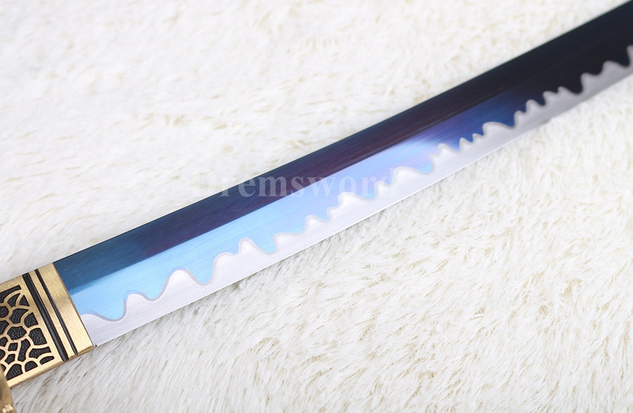 Handmade Blue hand-abrasived Blade Japanese Samurai katana sword 1095 high carbon steel battle ready full tang.