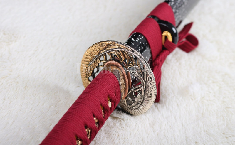 hand forged 1095 high carbon steel Japanese katana Samurai Sword red blade full tang sharp.