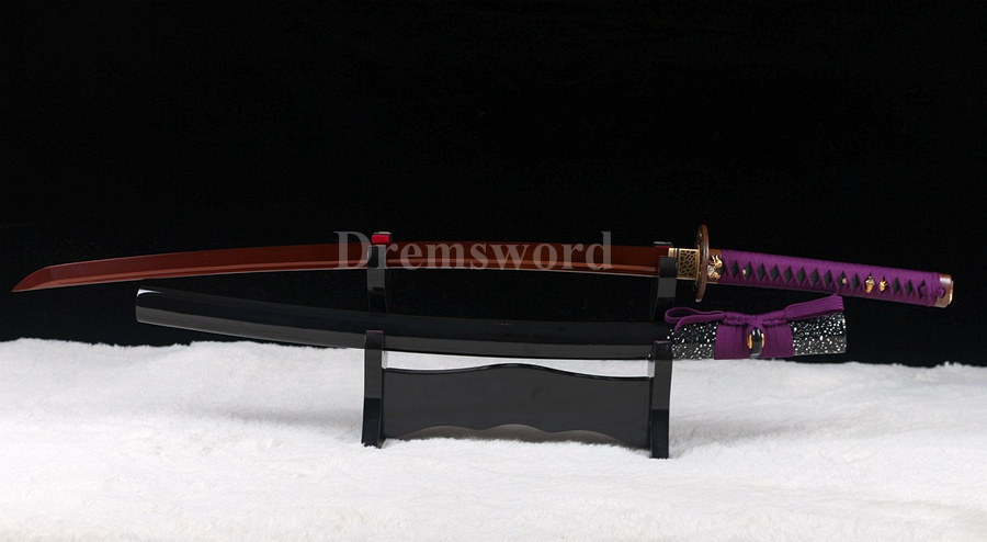 Battle ready Japanese katana Samurai Sword hand forged 1095 high carbon steel red blade full tang sharp.