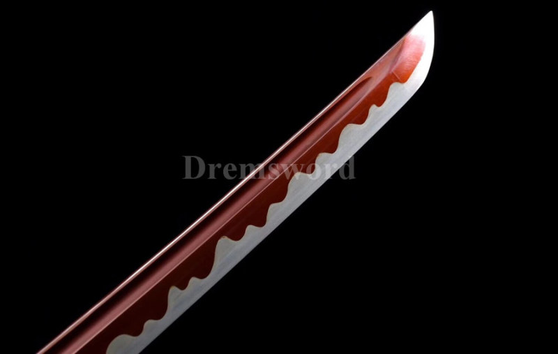 handmade Japanese katana Samurai Sword 1095 high carbon steel red hand-abrasived blade full tang sharp.