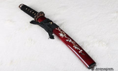 Hand forged red sword Japanese samurai sword Tanto T10 steel Clay Tempered black Blade Japanese razor sharp full tang