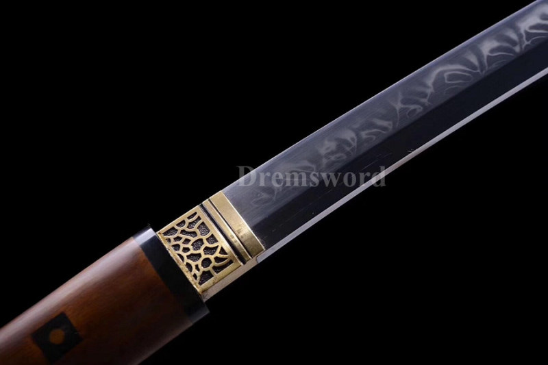 Clay Tempered T10 steel Shirasaya Top 火焰 hamon Japanese Wakizashi sword razor sharp