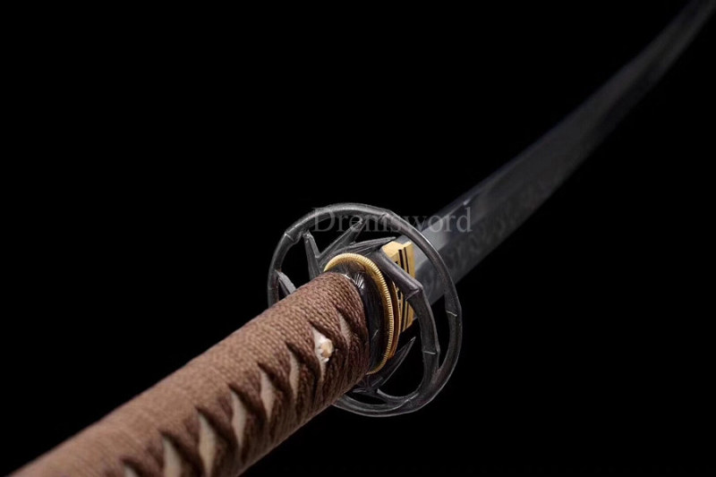 Hand forged T10 steel Clay Tempered Top（火焰）Hamon Japanese Samurai Sword(片手打）full tang sharp.