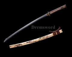 Hand forged Clay tempered T10 steel Japanese samurai katana sword CHOJI hamon full tang battle ready sharp Shinogi-Zukuri Brown