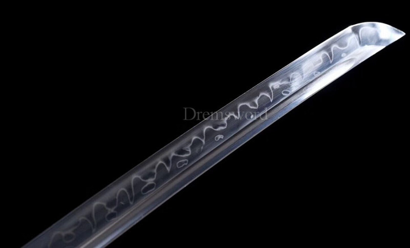 Hand forged T10 steel Clay Tempered Top（火焰）Hamon Japanese Samurai Sword(片手打）full tang sharp.
