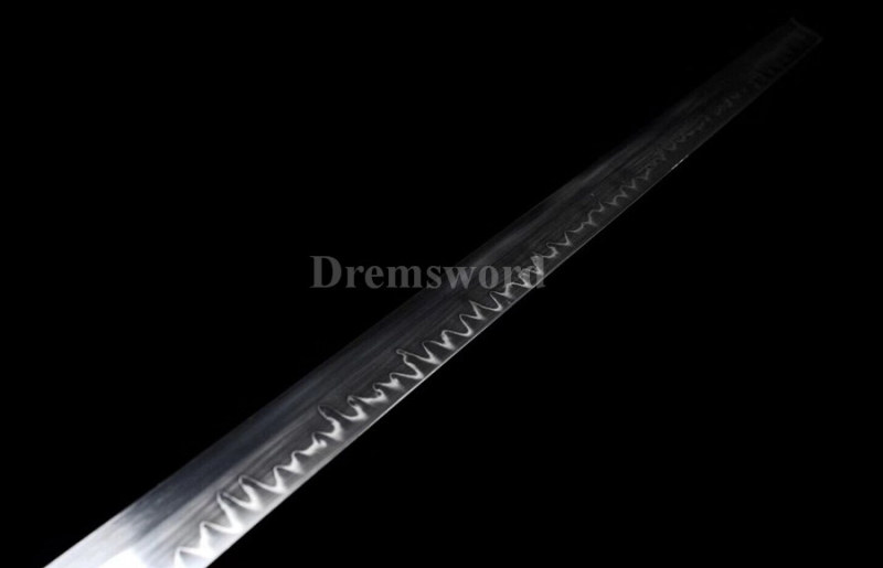 Clay tempered handmade kamasu kissaki T10 steel Japanese Ninja Shirasaya Sword sharp.