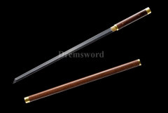 Clay tempered handmade kamasu kissaki T10 steel Japanese Ninja Shirasaya Sword sharp Kiriha-Zukuri coffee