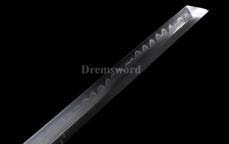 Clay tempered handmade kamasu kissaki T10 steel Japanese Ninja Shirasaya Sword sharp.