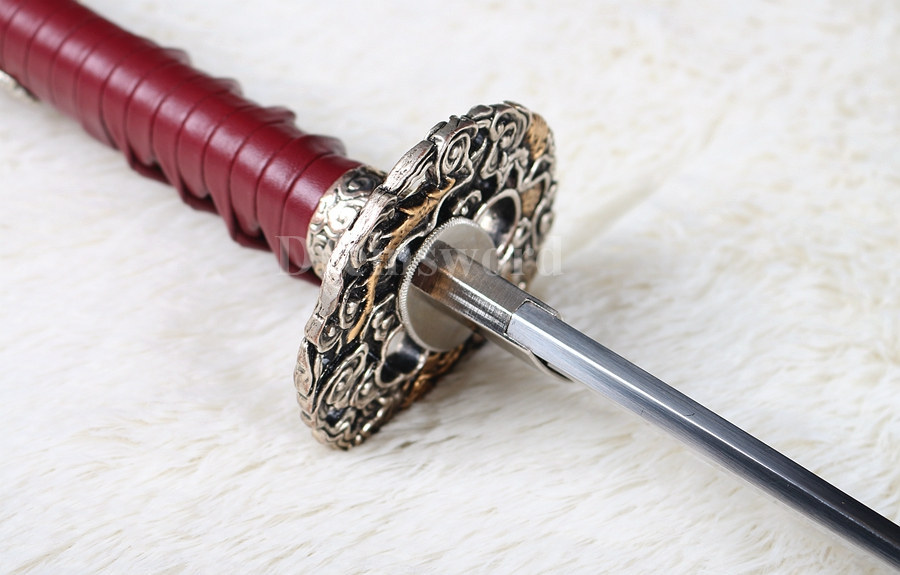 Hand forged clay tempered T10 steel Japanese Samurai Ninja Sword Full Tang Straight Blade Sharp.