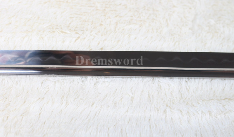 Hand forged clay tempered T10 steel Japanese Samurai Ninja Sword Full Tang Straight Blade Sharp.