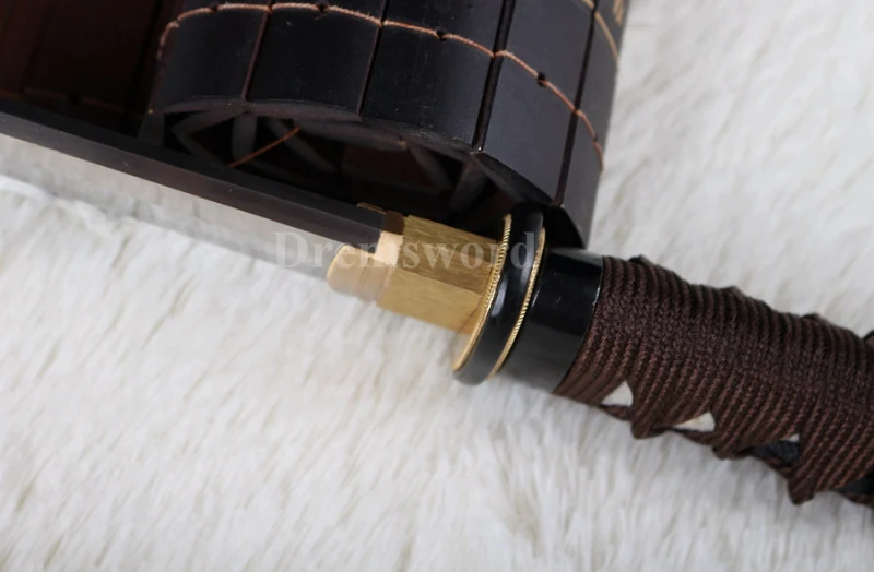 Handmade kanmuri-otoshi tanto Clay Tempered T10 steel Japanese Samurai Sword Full Tang double hamon double edge sharp.