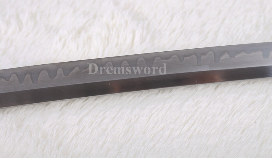 Fully Handmade Clay tempered T10 steel real hamon japanese samurai katana sword full tang sharp traditional hand abrasive.