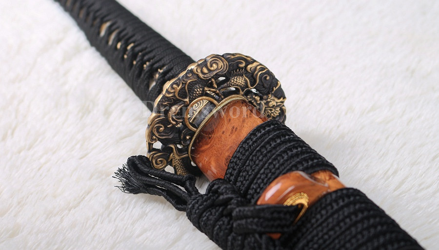 Hand forged Clay tempered T10 steel real hamon japanese samurai katana sword full tang sharp traditional hand abrasive.