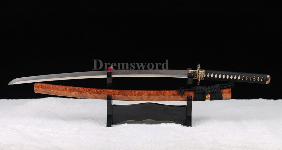 Hand forged Clay tempered T10 steel real hamon japanese samurai katana sword full tang sharp traditional hand abrasive.