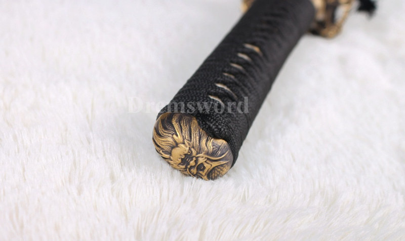 Hand forged Clay tempered T10 steel real hamon japanese samurai katana sword full tang sharp traditional hand abrasive.