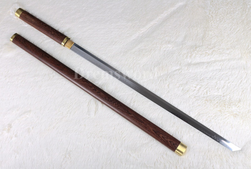 handmade Clay tempered handmade kamasu kissaki T10 steel Japanese Ninja Shirasaya Sword sharp.