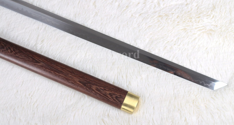 handmade Clay tempered handmade kamasu kissaki T10 steel Japanese Ninja Shirasaya Sword sharp.