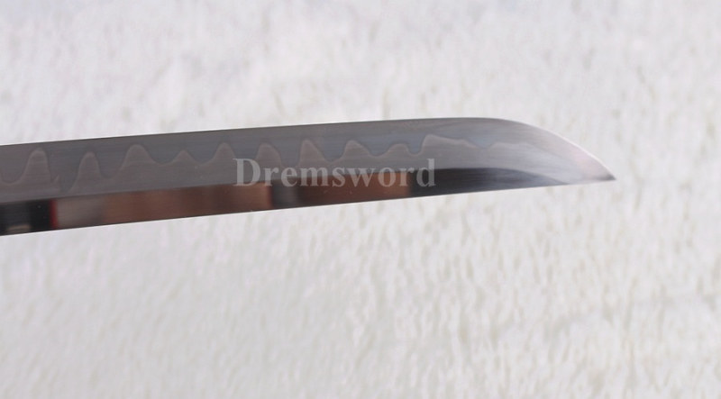 Hand forged Clay tempered T10 steel real hamon japanese samurai katana sword full tang sharp traditional hand abrasive.
