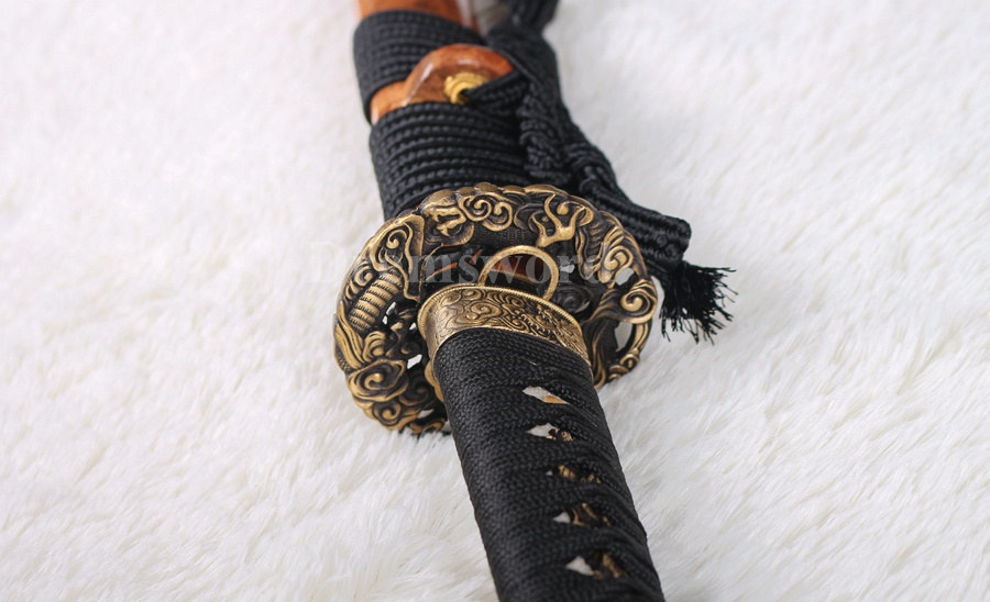 Hand forged Clay tempered T10 steel real hamon japanese samurai katana sword full tang sharp traditional hand abrasive.