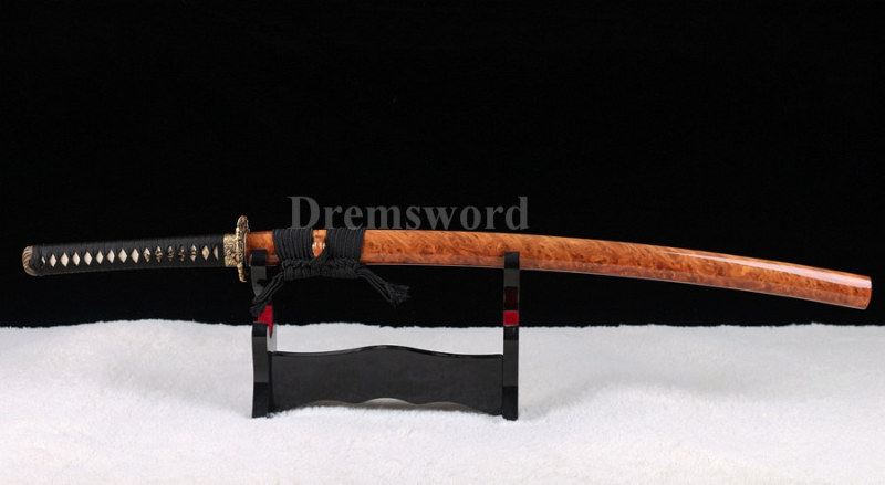 Hand forged Clay tempered T10 steel real hamon japanese samurai katana sword full tang sharp traditional hand abrasive.