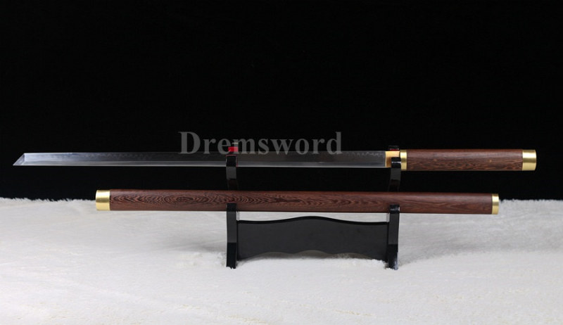 handmade Clay tempered handmade kamasu kissaki T10 steel Japanese Ninja Shirasaya Sword sharp.