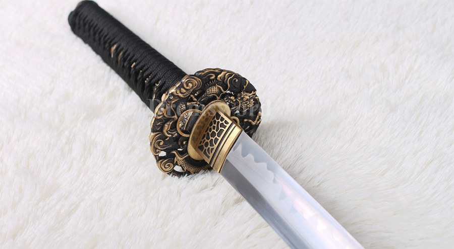 Hand forged Clay tempered T10 steel real hamon japanese samurai katana sword full tang sharp traditional hand abrasive.