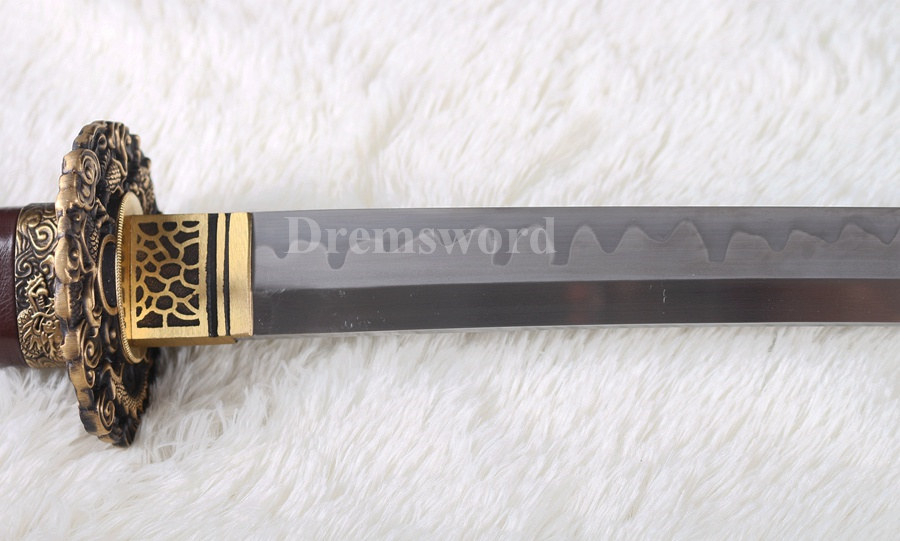 Fully Handmade Clay tempered T10 steel real hamon japanese samurai katana sword full tang sharp traditional hand abrasive.