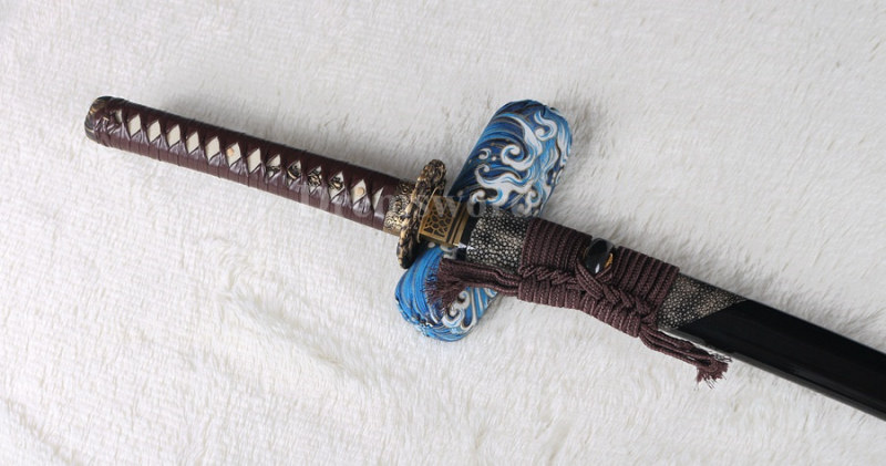 Fully Handmade Clay tempered T10 steel real hamon japanese samurai katana sword full tang sharp traditional hand abrasive.