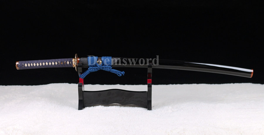 High quality katana Clay tempered T10 steel japanese samurai sword full tang sharp battle ready Genuine Ray skin+ox horn saya.