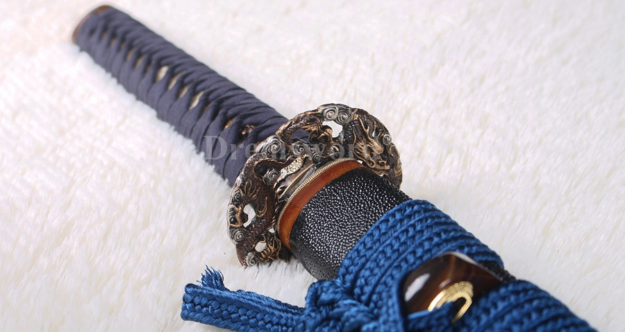 High quality katana Clay tempered T10 steel japanese samurai sword full tang sharp battle ready Genuine Ray skin+ox horn saya.