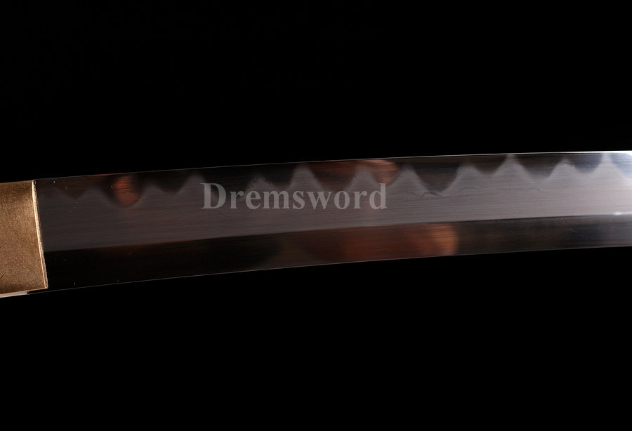 Hand forged wakizashi Clay tempered folded steel japanese samurai sword full tang sharp