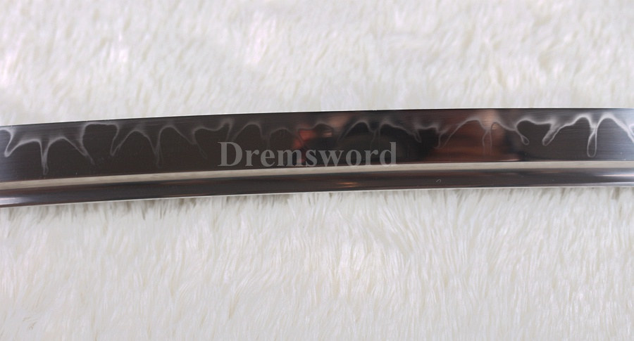 Handmade katana Clay Tempered T10 steel real（火焰）Hamon Japanese Samurai Sword full tang sharp.