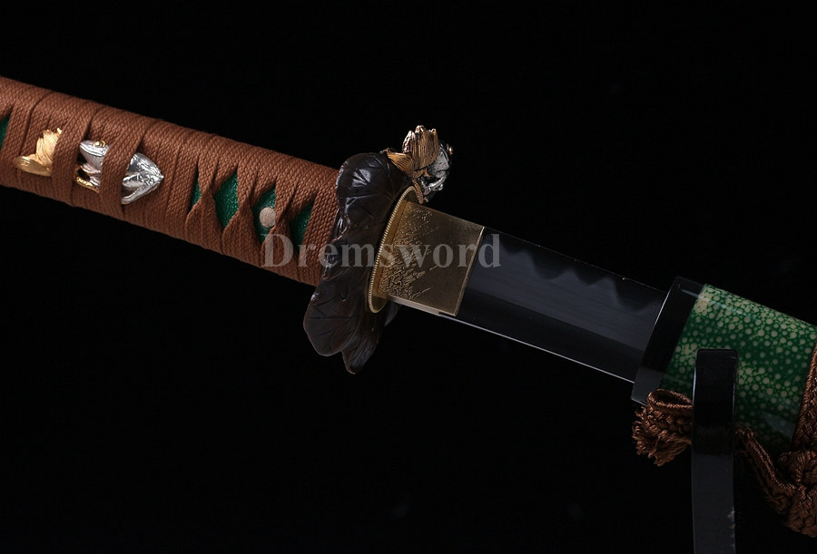 Hand forged wakizashi Clay tempered folded steel japanese samurai sword full tang sharp