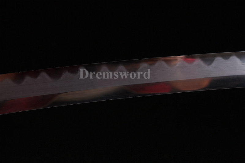 Hand forged wakizashi Clay tempered folded steel japanese samurai sword full tang sharp
