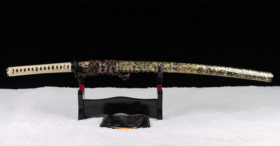 Handmade katana Clay Tempered T10 steel real（火焰）Hamon Japanese Samurai Sword full tang sharp.