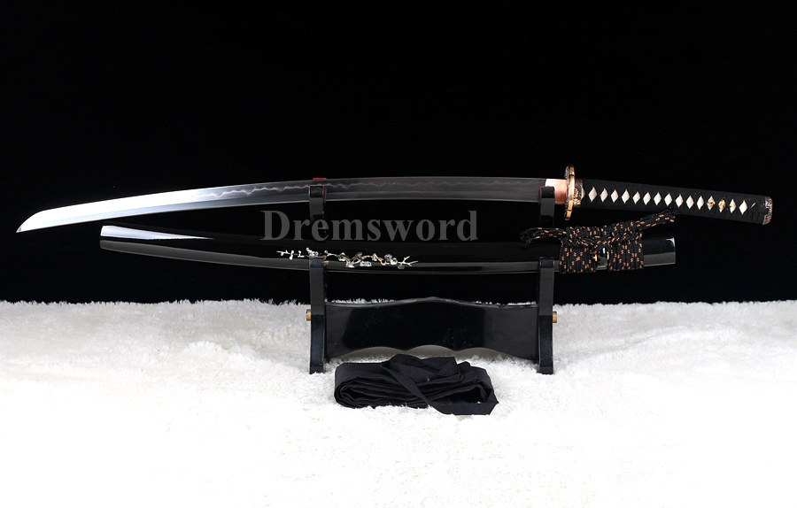 Handmade katana Japanese samurai Sword folded steel Clay Tempered full tang battle ready sharp blade.