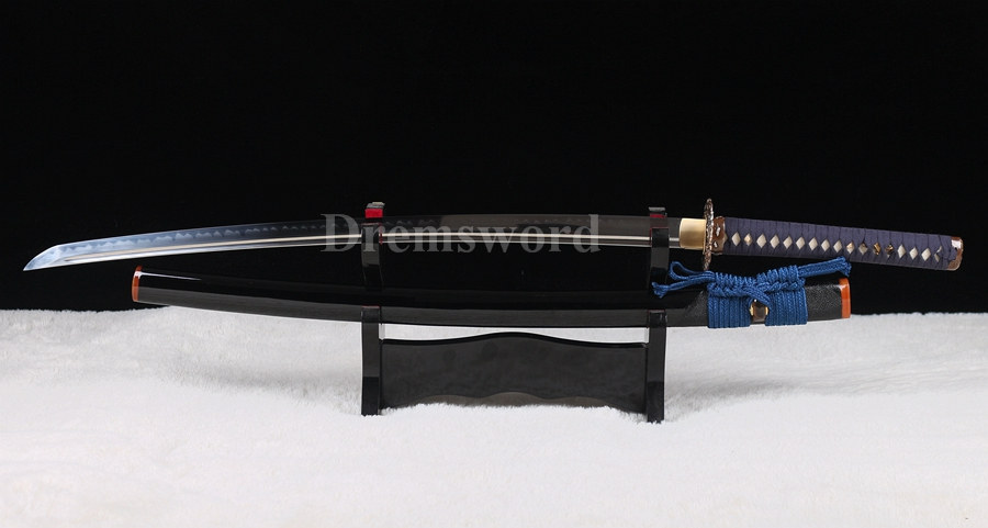 High quality katana Clay tempered T10 steel japanese samurai sword full tang sharp battle ready Genuine Ray skin+ox horn saya.