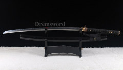 Hand forged Clay tempered T10 Folded Steel Japanese Samurai Katana Sword full tang battle ready Shinogi-Zukuri black