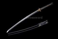 Clay Tempered Hand forged katana Folded Steel Japanese samurai Sword full tang Razor Sharp Shinogi-Zukuri black