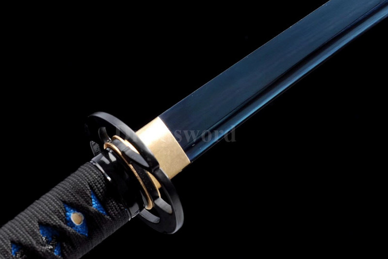 Blue Blade Katana Japanese Samurai Sword 1095 High Carbon Steel full tang battle ready sharp.